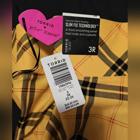 Torrid Betsy Johnson Bomber (3) & Pixie (3R) Luxe Ponte Pant Suit Yellow Plaid - Picture 12 of 15